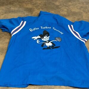 Hilton Bowling Shirt Mens XL Blue Butler Turkey Tourney Insomniac Retro VTG